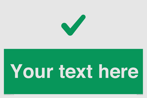 Custom green background, green tick sign